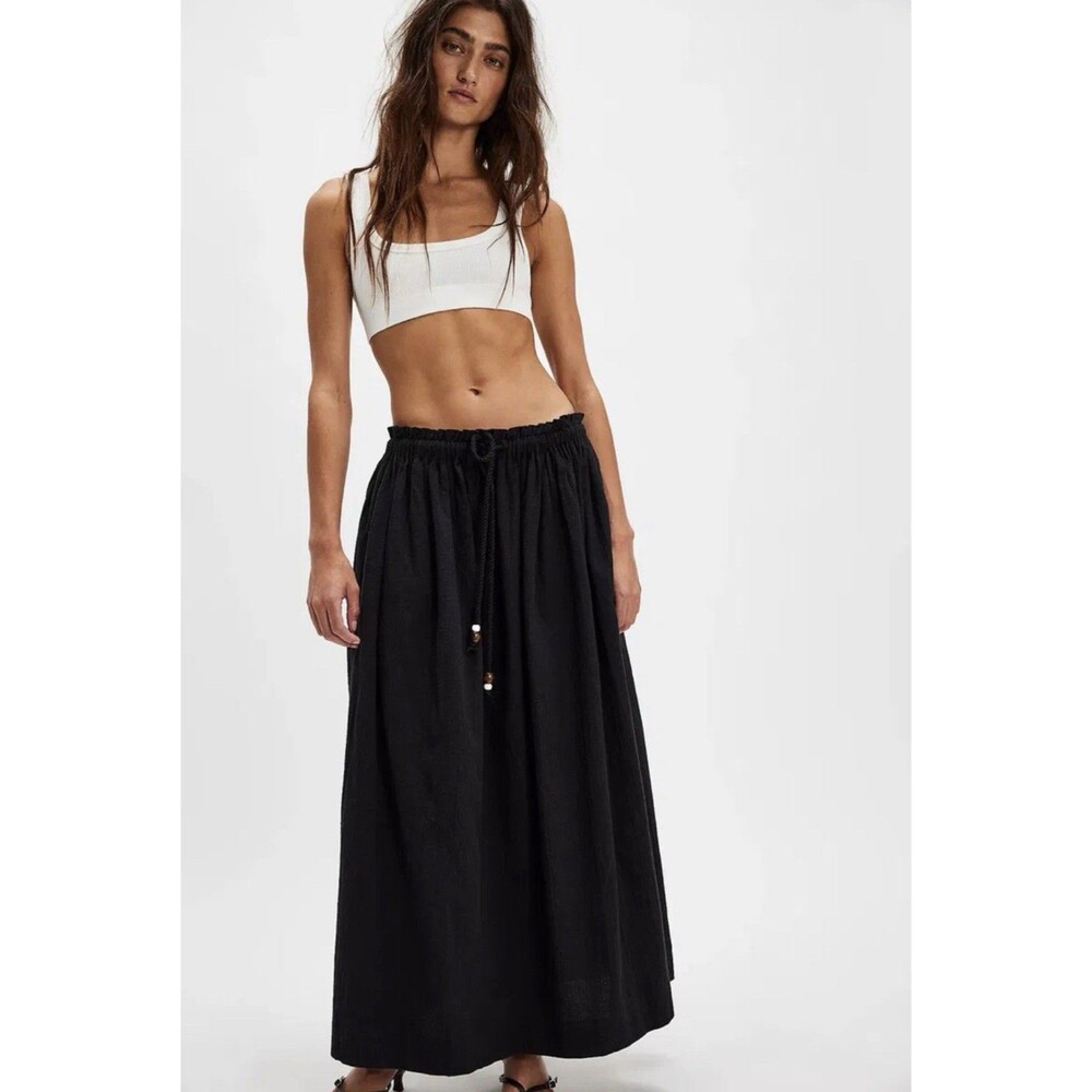Free People Seaside Black Skirt Medium Whimsigoth Boho Vacation Party Indie